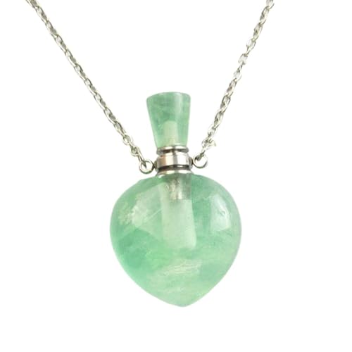 HUFFA Parfümflaschen-Anhänger aus Naturstein, Kristalldiamant, facettierte Ornamente for ätherische Ölflaschen, Aromatherapie-Halskette mit Amethyst(Fluorite) von HUFFA