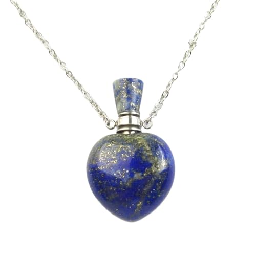 HUFFA Parfümflaschen-Anhänger aus Naturstein, Kristalldiamant, facettierte Ornamente for ätherische Ölflaschen, Aromatherapie-Halskette mit Amethyst(Lapislazuli) von HUFFA