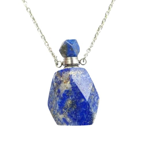 HUFFA Parfümflaschen-Anhänger aus Naturstein, Kristalldiamant, facettierte Ornamente for ätherische Ölflaschen, Aromatherapie-Halskette mit Amethyst(Lapislazuli1) von HUFFA