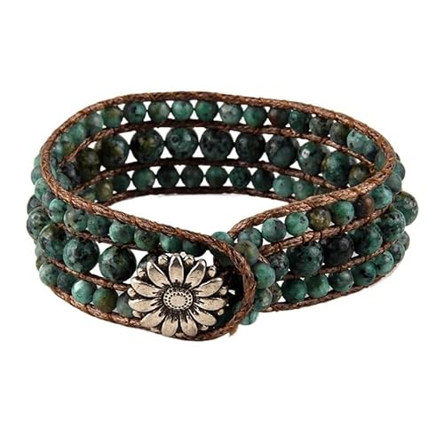 HUFFA Perlen Schmuck Armband Handgefertigt Braun/Blau Naturstein Wickelarmbänder Armreifen(Color4) von HUFFA