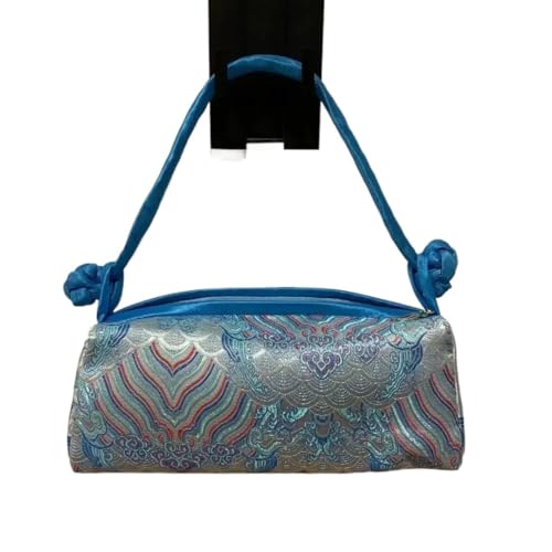 HUFFA Seidenhandtasche mit Handstickerei im chinesischen Stil for Damen | Elegante Cheongsam-Clutch for Cosplay und formelle Anlässe(Blue Bolang) von HUFFA