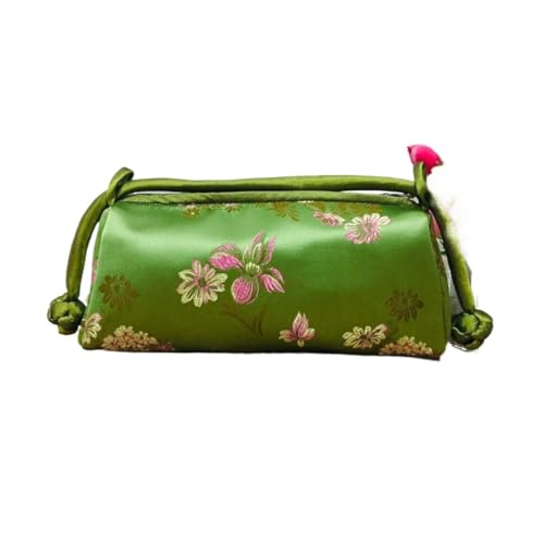 HUFFA Seidenhandtasche mit Handstickerei im chinesischen Stil for Damen | Elegante Cheongsam-Clutch for Cosplay und formelle Anlässe(Green Peony Flower) von HUFFA