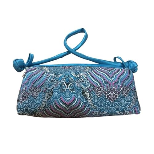 HUFFA Seidenhandtasche mit Handstickerei im chinesischen Stil for Damen | Elegante Cheongsam-Clutch for Cosplay und formelle Anlässe(Lakeblue Bolang) von HUFFA