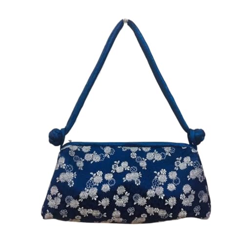 HUFFA Seidenhandtasche mit Handstickerei im chinesischen Stil for Damen | Elegante Cheongsam-Clutch for Cosplay und formelle Anlässe(Royal Blue) von HUFFA