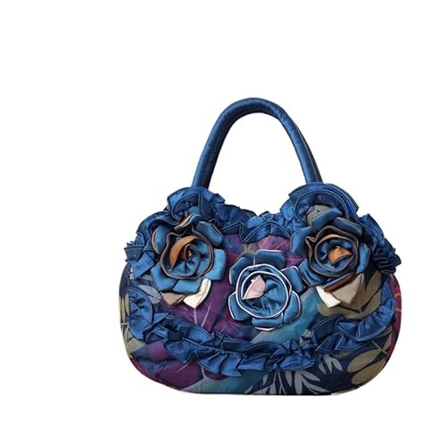 HUFFA Stilvolle Damenhandtasche – Vielseitige Mamatasche mit Reißverschluss und Spitzendesign(Blue) von HUFFA