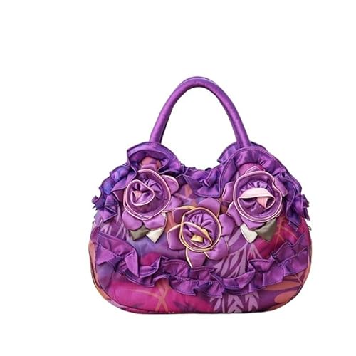 HUFFA Stilvolle Damenhandtasche – Vielseitige Mamatasche mit Reißverschluss und Spitzendesign(Lila) von HUFFA