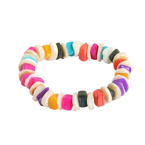 HUFFA Strand-Ethno-Armband aus natürlichem Kies und zerbrochener Muschel for Männer und Frauen – stilvoller, vom Ozean inspirierter Schmuck(Color7) von HUFFA