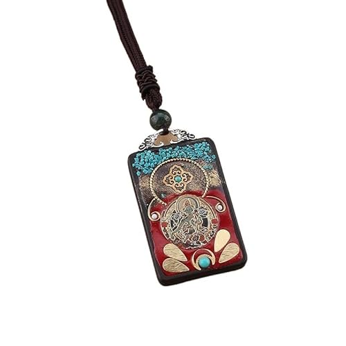 HUFFA Thangka-Halskette im exotischen Ethno-Stil for Damen – handgefertigte Ebenholz-Wollkette aus Nepal von Ping An Brand(BlackGodofWealth) von HUFFA
