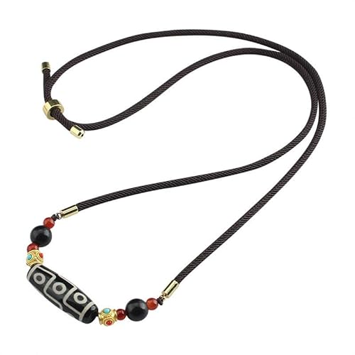HUFFA Trendige Retro-Halskette mit horizontalen Achatperlen – kurzes Modeaccessoire for Damen(Black) von HUFFA