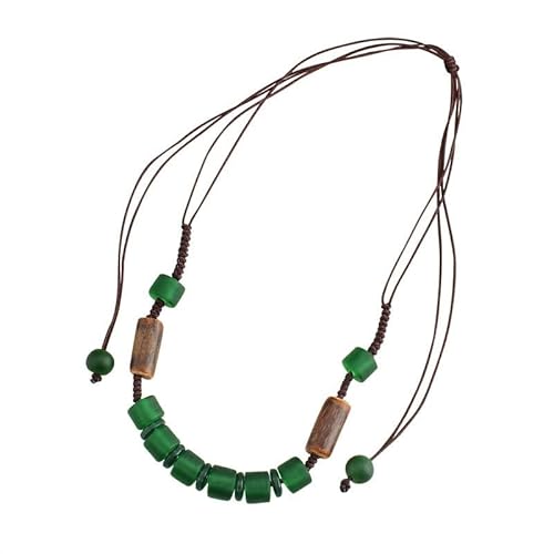 HUFFA Vintage Ethno Handgewebte Glaskette - Wollkettenschmuck for Frauen von HUFFA