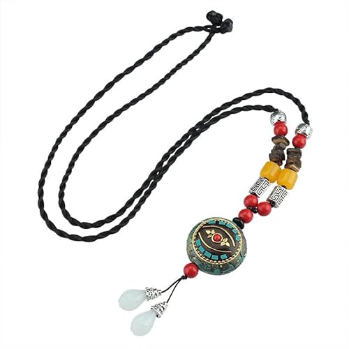 HUFFA Vintage-Halskette mit Anhänger im Ethno-Stil im Nepal-Stil mit Langer Kette – einzigartiger böhmischer Schmuck for Frauen von HUFFA
