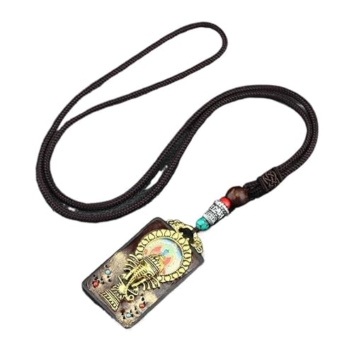 HUFFA Vintage Nepal Thangka Elefant Ebenholz Anhänger Halskette - Ethno-Stil Pullover Kette for Damen und Herren(Pharmacistnepale) von HUFFA