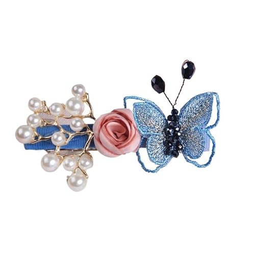 Haarblume Damenschmuck Haarspange Federspange Ein-Zeichen-Clip Pferdeschwanz Kopfschmuck Haarspange for Erwachsene Hinterkopfspange Horizontale Spange(LightBlue) von HUFFA