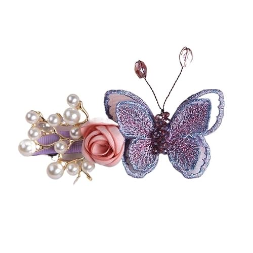 Haarblume Damenschmuck Haarspange Federspange Ein-Zeichen-Clip Pferdeschwanz Kopfschmuck Haarspange for Erwachsene Hinterkopfspange Horizontale Spange(Lightpurple) von HUFFA
