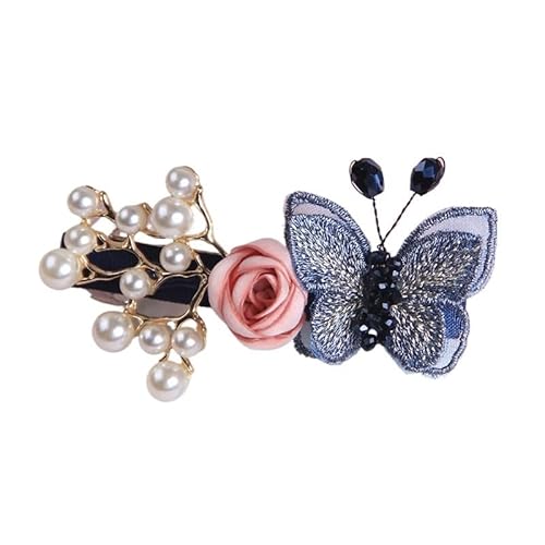 Haarblume Damenschmuck Haarspange Federspange Ein-Zeichen-Clip Pferdeschwanz Kopfschmuck Haarspange for Erwachsene Hinterkopfspange Horizontale Spange(navy Blue) von HUFFA