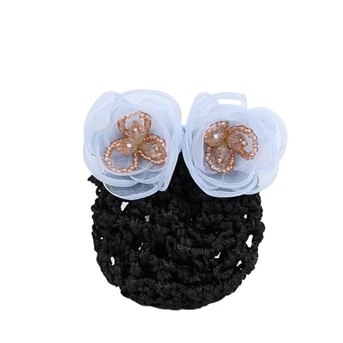 Haarblume Temperament Haarschmuck Krankenschwester Haarnetz Stewardess Bank Arbeit Haarnetz Tasche Haarspange Kopfschmuck(Lightblue net) von HUFFA