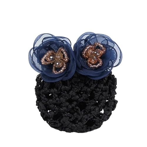 Haarblume Temperament Haarschmuck Krankenschwester Haarnetz Stewardess Bank Arbeit Haarnetz Tasche Haarspange Kopfschmuck(Navyblue net) von HUFFA