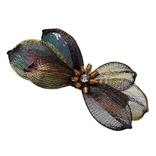 Haarnadel Hinterkopf Clip Kopfschmuck Kupferdraht Federclip Hochsteckfrisur Mutter Haarnadel Horizontaler Clip Top Clip Pferdeschwanz Haarschmuck(Coffee) von HUFFA
