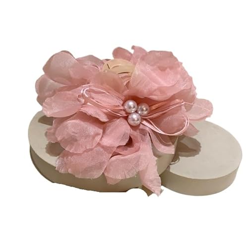 Haarnadel mit Blumenperlen for Damen – elegante Haarspange mit Haifisch-Clip auf dem Hinterkopf for stylische Frisuren(pink) von HUFFA
