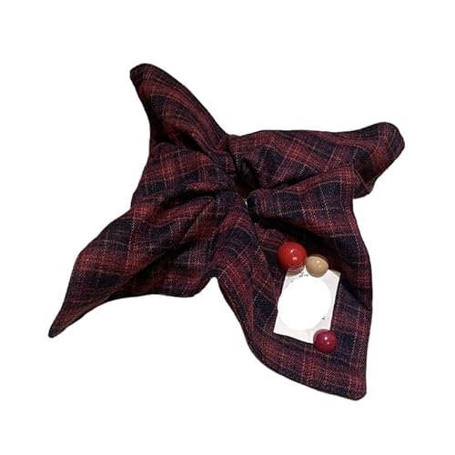 Haarring aus kariertem Stoff for Dickdarm for Mädchen – Haarseil mit niedrigem Pferdeschwanz for Binden – vielseitiges Haar-Accessoire(Rot) von HUFFA