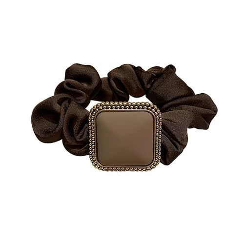 Haarring mit quadratischer Schnalle aus mattierter Gummifarbe – Haar-Accessoires im Dickdarm-Stil(Coffee) von HUFFA