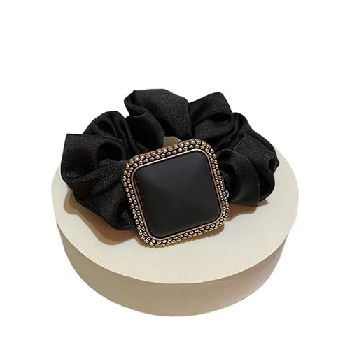 Haarring mit quadratischer Schnalle aus mattierter Gummifarbe – Haar-Accessoires im Dickdarm-Stil(black) von HUFFA