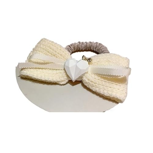 Haarschmuck mit geometrischer Blockoberfläche und matter Lackierung – Haarseil mit zarter Wollschleife for stilvolle Dekoration(Weiß) von HUFFA