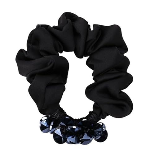 Haarseil Haarring Kopfbedeckung Darmring Damenhaar Pferdeschwanz Haarseil Haarschmuck(black) von HUFFA