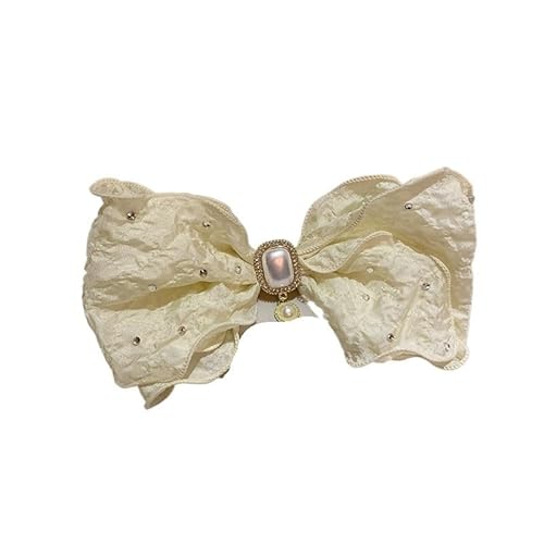 Haarspange mit Schleife aus hellem Garn und Kristall-Strasssteinen – eleganter Kopfschmuck for Damen von HUFFA
