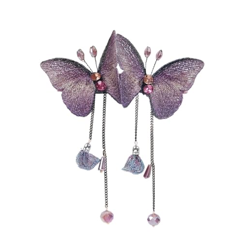Hair Dream Quaste Schmetterling Federclip Exquisite Haarnadel for den Hinterkopf(Lila) von HUFFA
