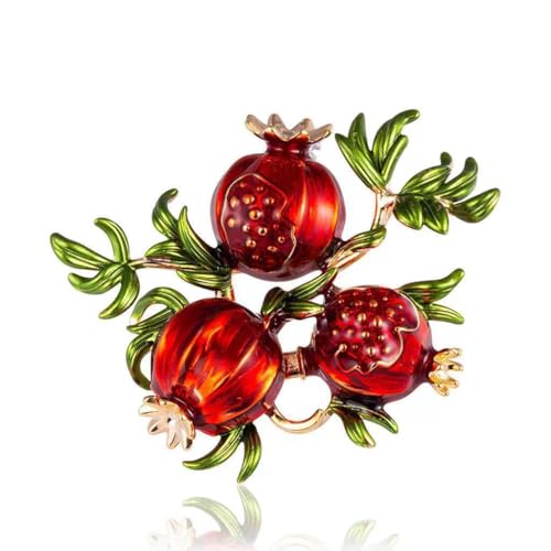 HUFFA Handgefertigte Obstbrosche for Selbermachen – vielseitige Anstecknadel aus Legierung mit öltropfendem Granatapfel for modische Accessoires von HUFFA