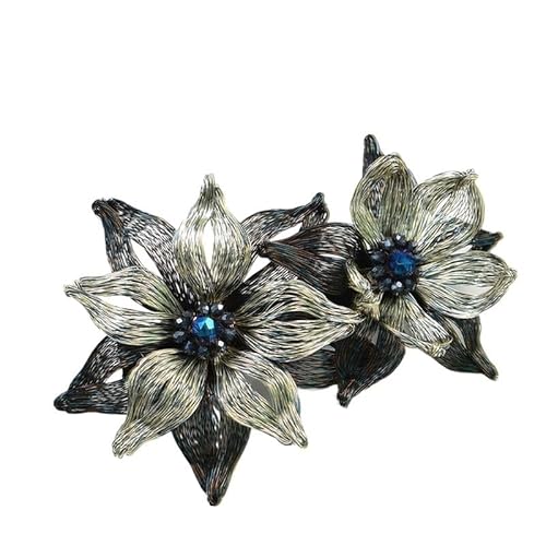 Handgemachte Haarspange aus Kupferseide mit Blumenmotiv, Haarnadel, Feenpferdschwanz, Haarspange hinten, horizontale Haarspange(black) von HUFFA