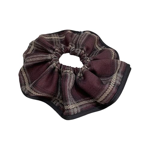 Hochelastische Haargummis aus kariertem Stoff im Retro-Stil for Damen – Colorectal-Haarringe – stilvolles Haar-Accessoire(Blackedge) von HUFFA