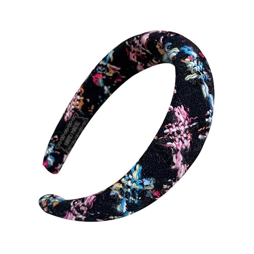 Hochwertiges, gewebtes Woll-Stirnband mit Totenkopf-Oberteil und Schwamm in gemischten Farben for Frauen und Mädchen(black) von HUFFA