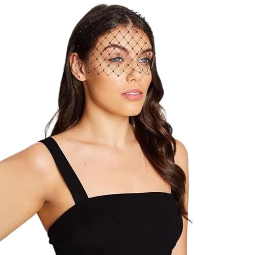 Hochzeitsschleier Kopfschmuck Schwarzes Damen-Stirnband mit schwarzen Kristallperlen(With small) von HUFFA