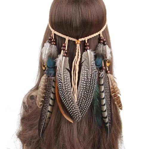 Indisches Stirnband in Federform, Boho-Stil, gewebte Federn, Haarseil, Kopfschmuck, Boho-Quaste, Feder-Stirnband, indisches Stammes-Haarseil Indisches Stirnband in Federform, Boho-Stil, gewebte Federn, Haarseil, Kopfschmuck, Boho-Quaste, Feder-Stirnband, indisches Stammes-Haarseil von HUFFA