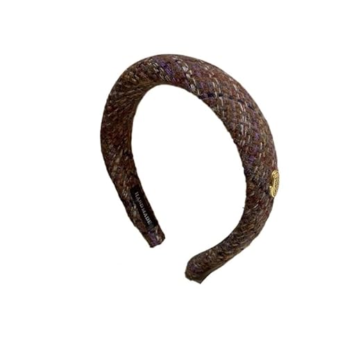Karierter ovaler Haarreif aus Stoff for Frauen, stilvolles und bequemes Haar-Accessoire for zu Hause(Coffeecolor) von HUFFA
