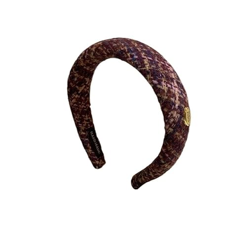 Karierter ovaler Haarreif aus Stoff for Frauen, stilvolles und bequemes Haar-Accessoire for zu Hause(Rot) von HUFFA