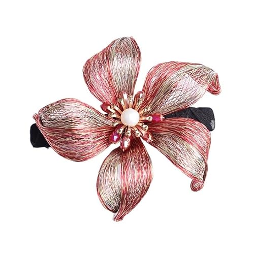 Kupfer Seide Schmetterling handgemachte Blume Hochsteckfrisur Top Clip Haarnadel Fee Pferdeschwanz hinten Kopf horizontale Clip Haarspange(Rot) von HUFFA