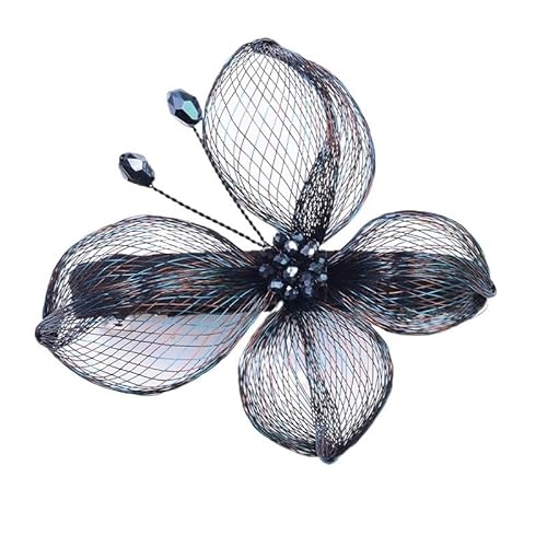 Kupfer Seide Schmetterling handgemachte Blume Platte Top Clip Haarnadel Fee Pferd zurück Haar Kreuz Clip(black) von HUFFA