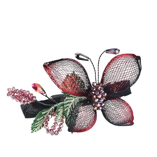 Kupferdraht handgefertigt hohl Schmetterling Haarnadel Farbverlauf Top Clip Feder Clip ein Zeichen Clip horizontale Clip Haarnadel(Winered) von HUFFA