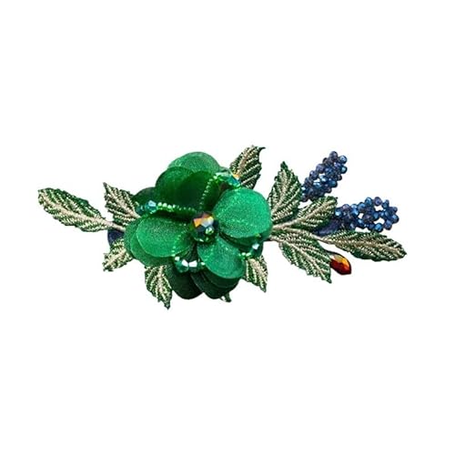 Mesh Flower Top Clip Handgemachte Haarnadel Haarnadel Hinterkopf Horizontaler Clip Federclip Ein-Wort-Clip Pferdeschwanzclip(green) von HUFFA