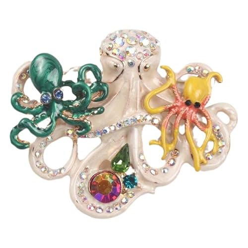 Niedliche Oktopus-Brosche aus Metalllegierung mit Diamantbesatz for Mädchen – modisches Ansteck-Accessoire von HUFFA