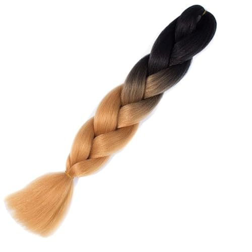 Ombre Synthetische Flechthaarverlängerungen Jumbo-Zöpfe for Frauen Zöpfe 24'' 100g Zweifarbiges Ombre(25) von HUFFA