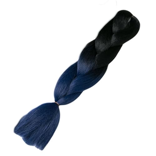 Ombre Synthetische Flechthaarverlängerungen Jumbo-Zöpfe for Frauen Zöpfe 24'' 100g Zweifarbiges Ombre(Black dark blue) von HUFFA