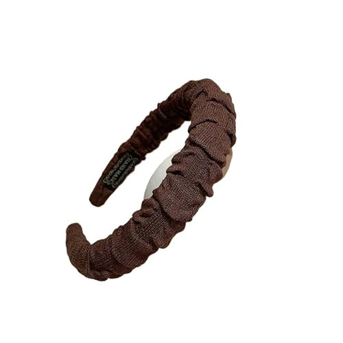 Passendes plissiertes Haarband aus gestricktem Frottee mit Blasenmuster for Damen – weiches und stylisches Haar-Accessoire(Brown) von HUFFA