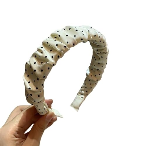 Plissierter Haarreif mit Wellenpunkten for Damen – stilvolles Haar-Accessoire for zu Hause und for Waschen des Gesichts(Weiß) von HUFFA