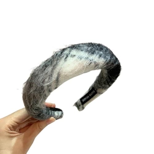 Retro-Stirnband aus Plüsch for Waschen des Gesichts | Unregelmäßiges großes kariertes Haarnadel-Stirnband aus Mohair(BlackandWhite) von HUFFA