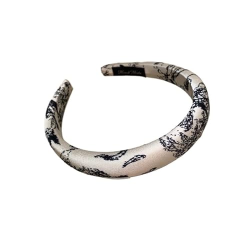 Satin Samt Bedrucktes Retro Stirnband for Damen Stylisches Haar Accessoire(Black 2CM) von HUFFA