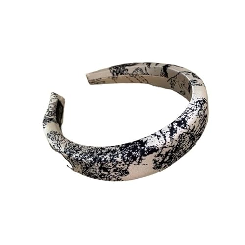 Satin Samt Bedrucktes Retro Stirnband for Damen Stylisches Haar Accessoire(Black 3CM) von HUFFA